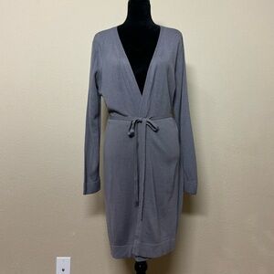 Stephanie Parks sweater women XL wool blend long sleeve maxi open cardigan gray